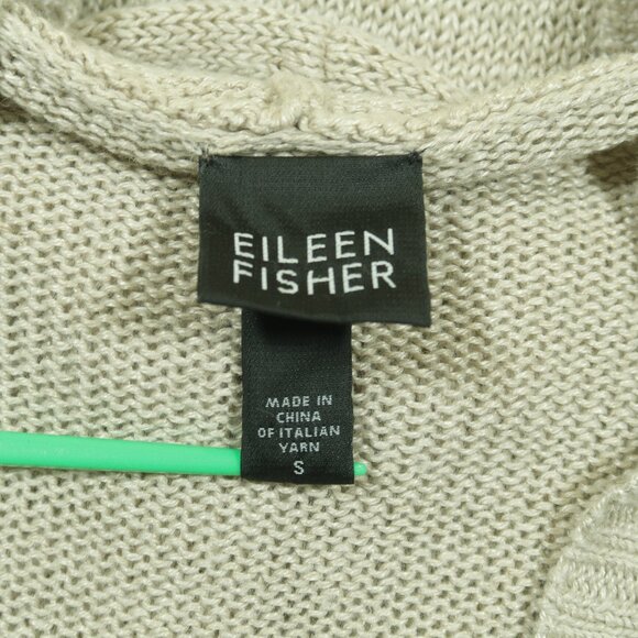 Eileen Fisher Hemp Cardigan Hoodie Womens S Beige Knit One Button - Picture 4 of 5